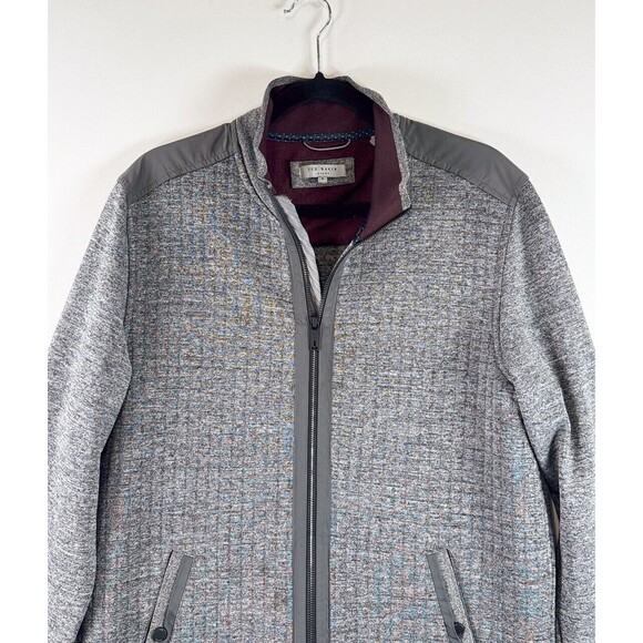 Ted Baker London Mens Jacket Gray Whooty Full Zip Fleece Bomber Outdoor S Small - Picture 9 of 15
